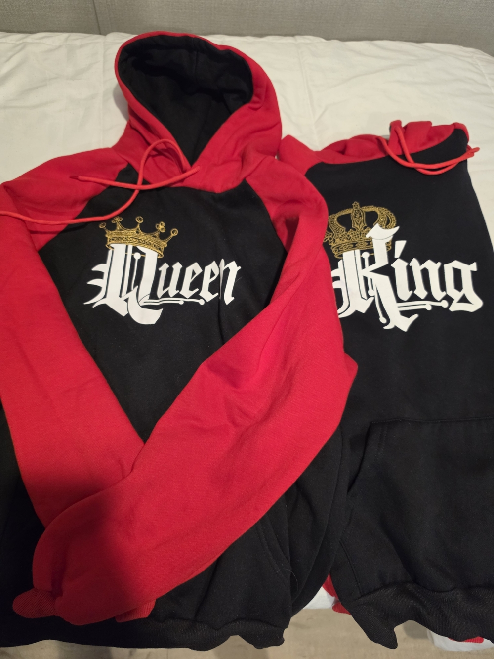 Black & Red 'Queen/King' Hoodie Set